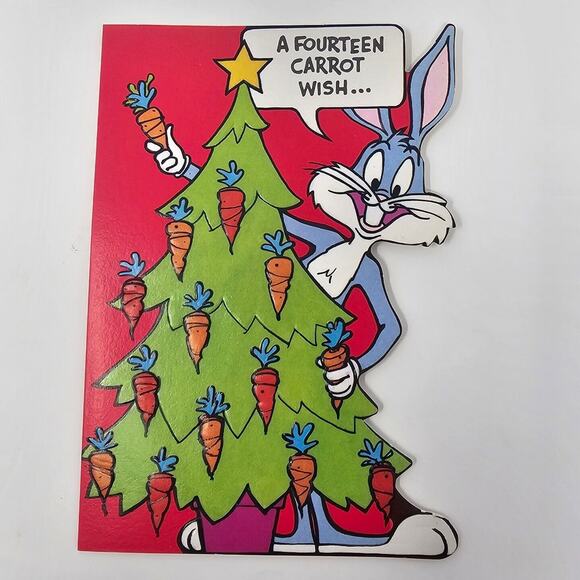 Bugs Bunny Christmas Cards Looney Tunes American Greetings Unused Set of 4 Vtg - Picture 2 of 9